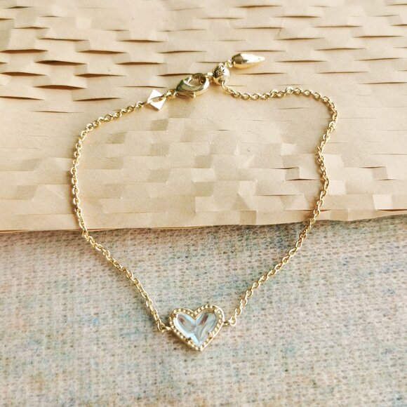 Kendra Scott Gold Ari Heart Dichroic Glass Chain Bracelet - Picture 2 of 4